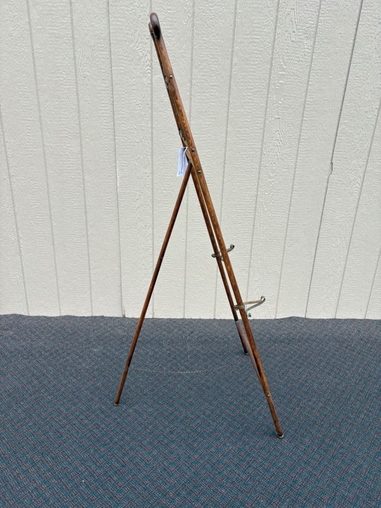 66382  Antique Victorian Stick and Ball Easel with Brass Accents