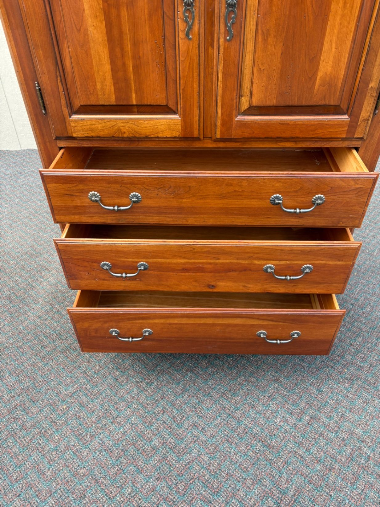 67581 Ethan Allen Cherry High Chest Dresser with Elegant Hardware