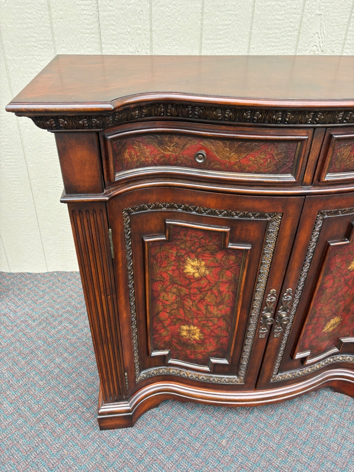 67704 Elegant Traditional Wood Storage Cabinet with Decorative Panels