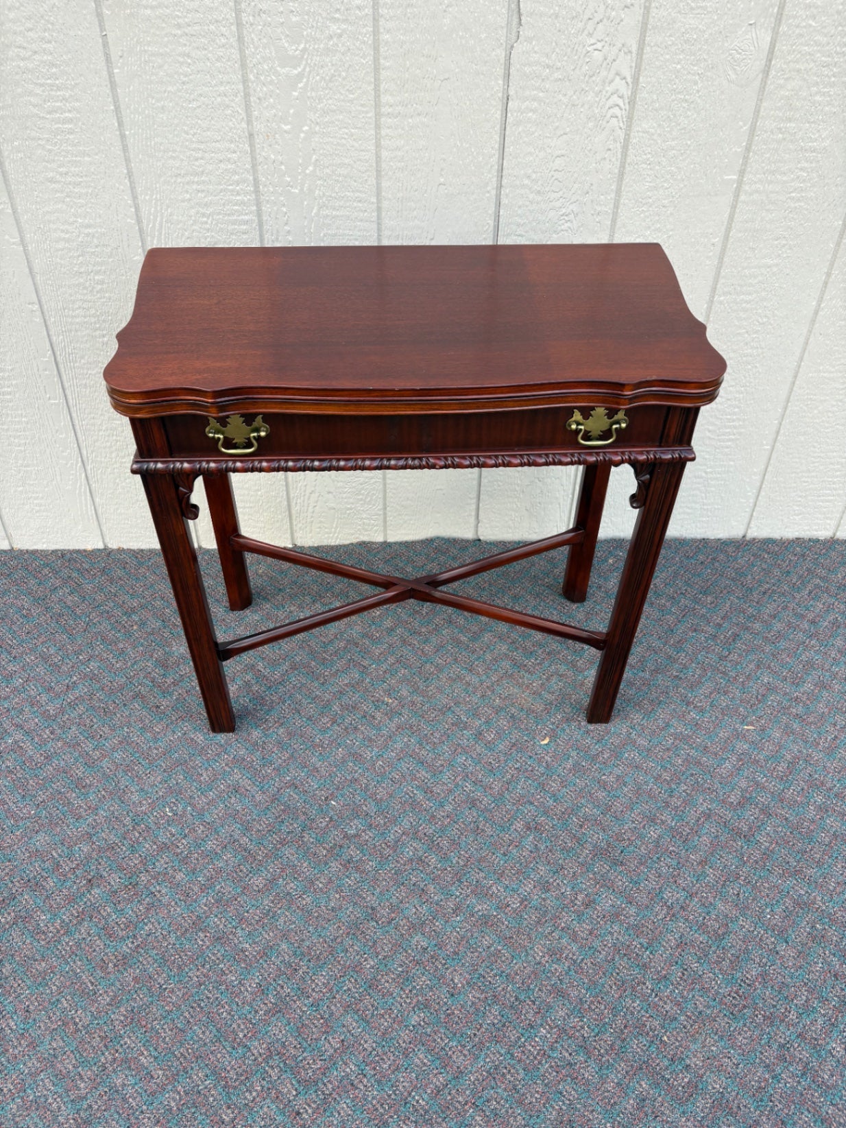 67746 Vintage Mahogany Flip-Top Game Table with Cabriole Legs