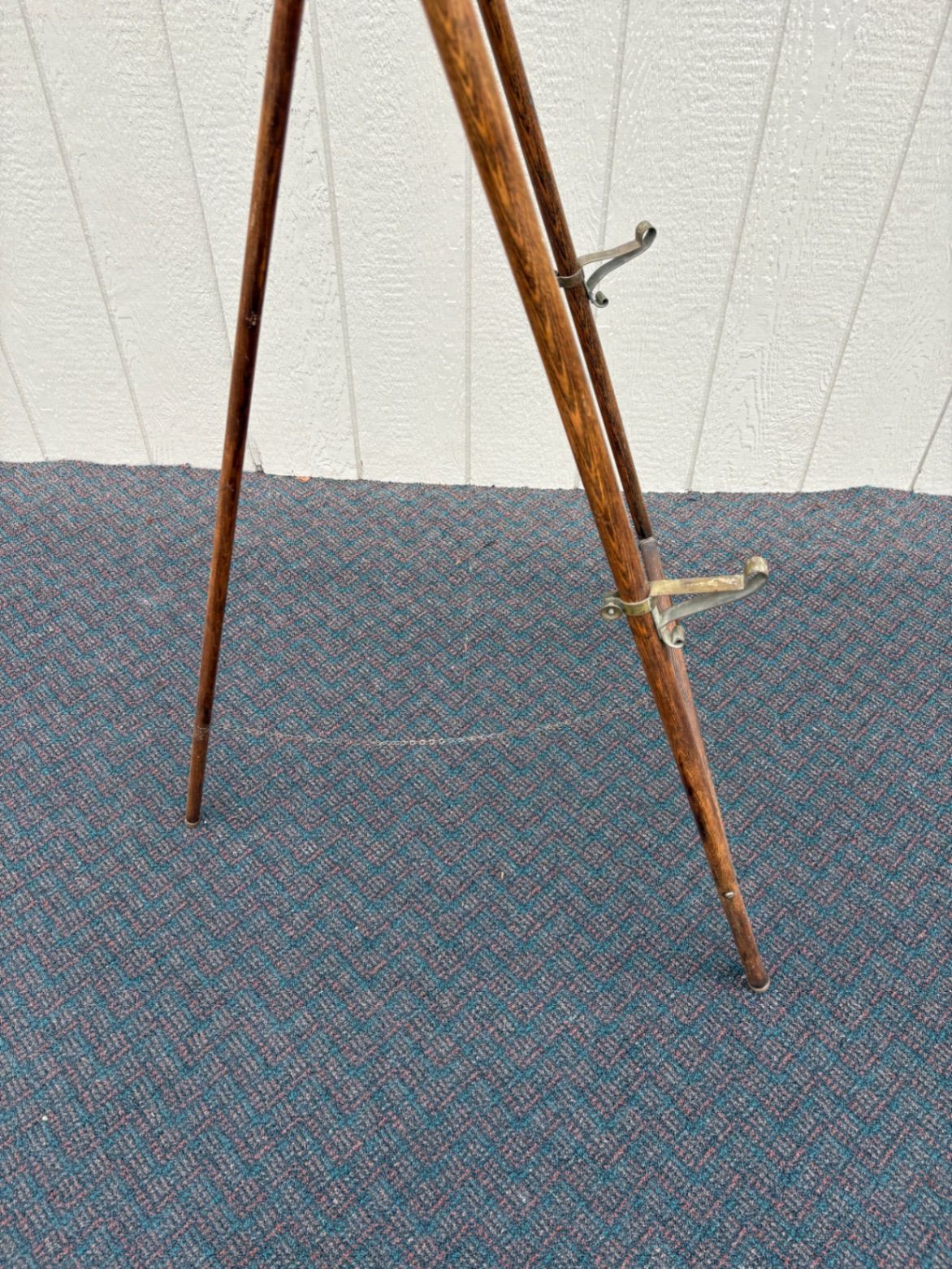 66382  Antique Victorian Stick and Ball Easel with Brass Accents