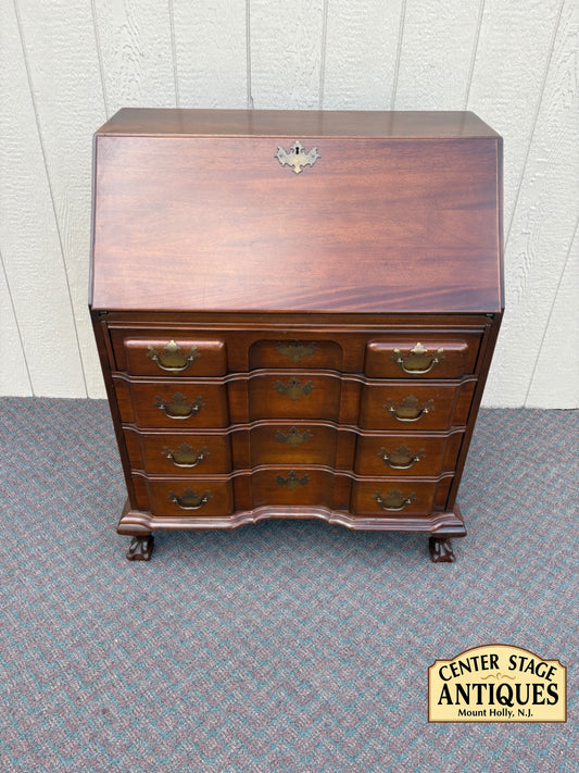 66895 Vintage Mahogany Block Front Desk by Hathaways with Claw Feet