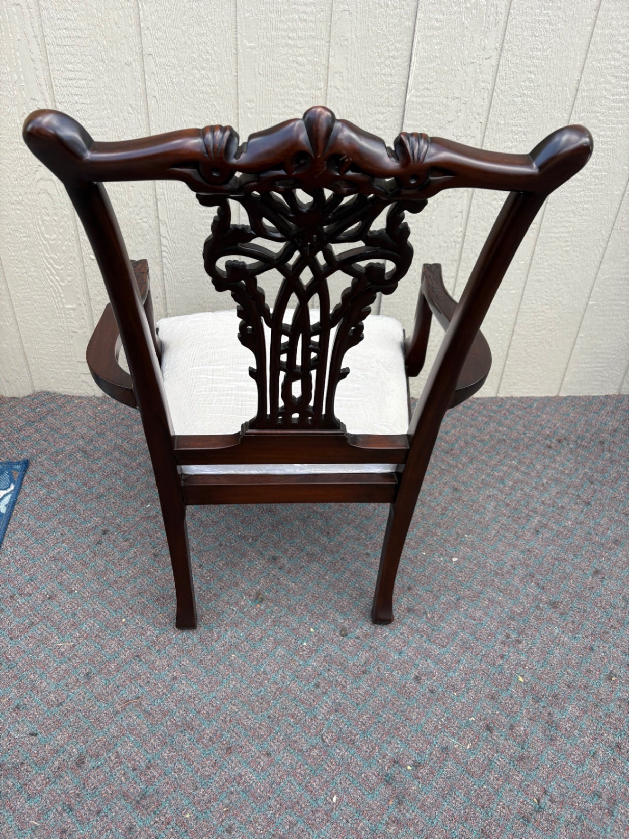 Pair of Chippendale Style Mahogany Armchairs with Carved Backs
