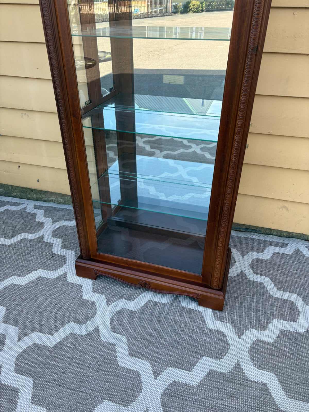 68206 Pulaski Traditional Cherry Side Loading Curio Cabinet with Glass Shelves