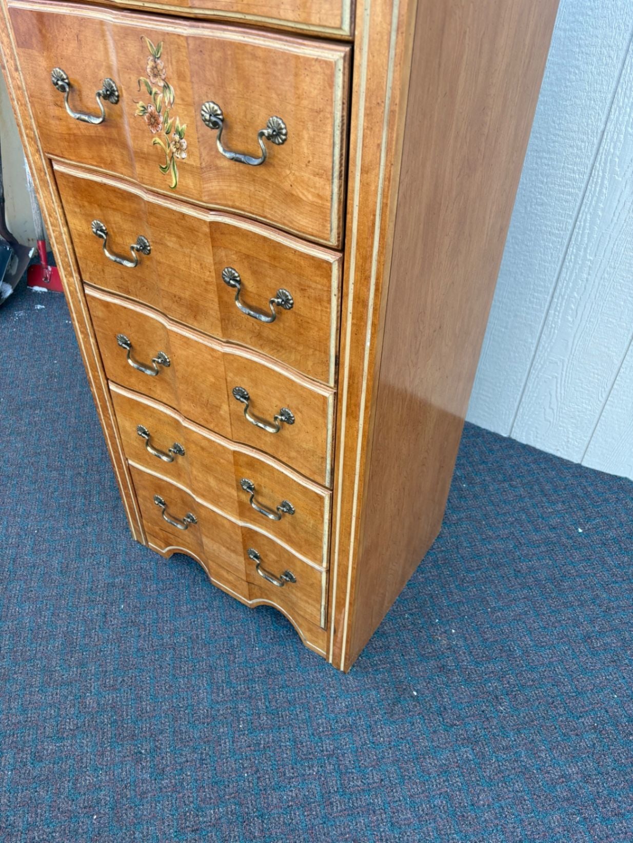 67431 Vintage Stanley Floral Lingerie Chest with Brass Handles