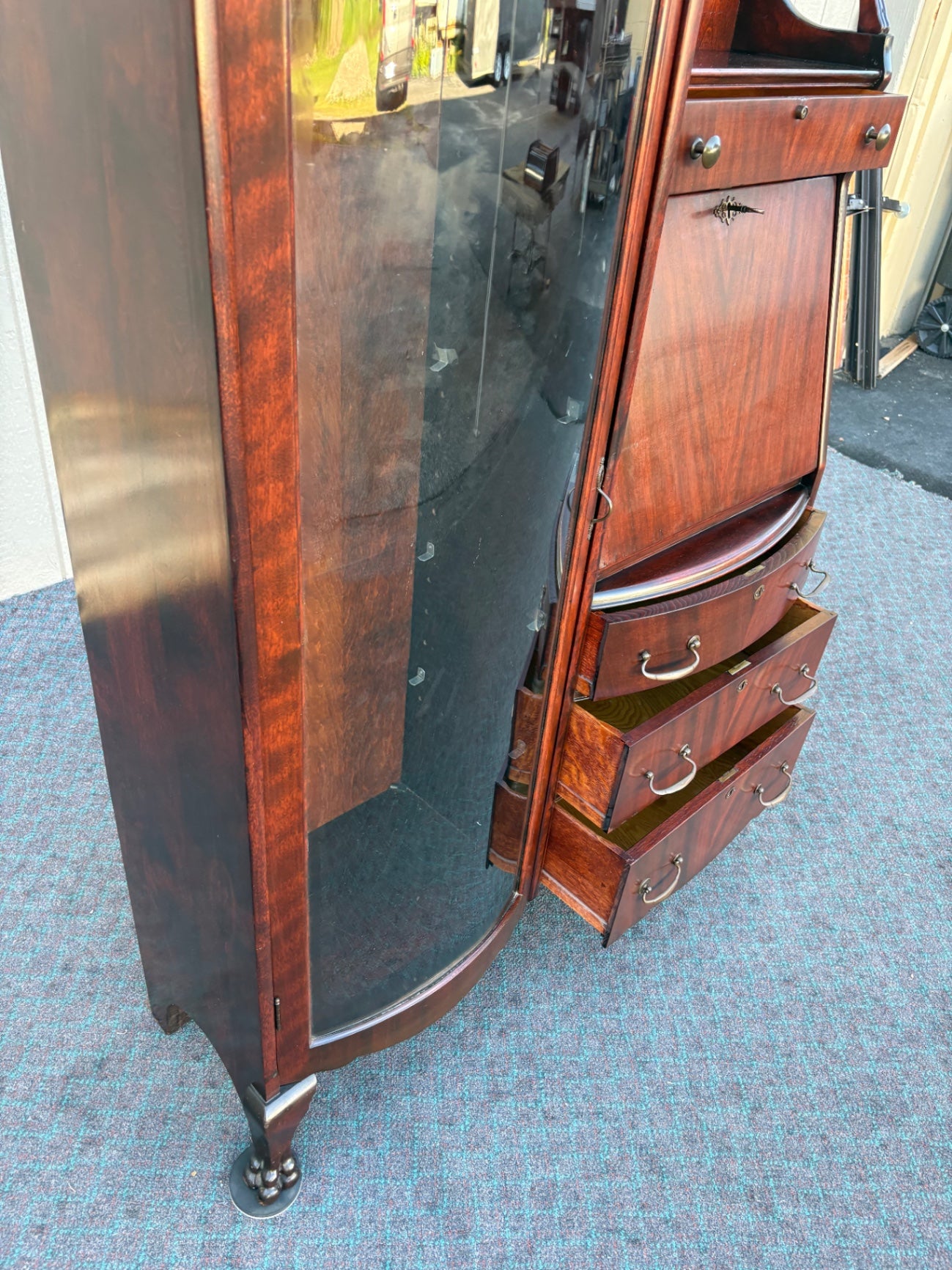 68054 Victorian Mahogany Side-by-Side Secretary with Glass Door