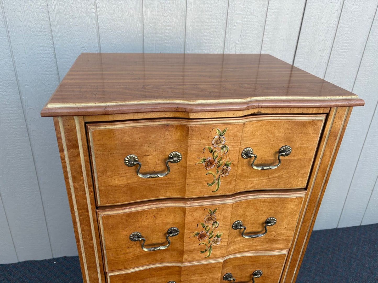 67431 Vintage Stanley Floral Lingerie Chest with Brass Handles