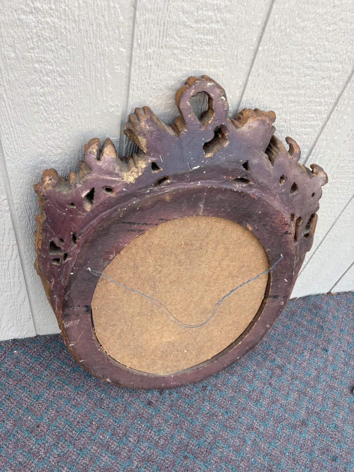 Ornate Gilt Gold Oval Mirror with Floral and Ribbon Details