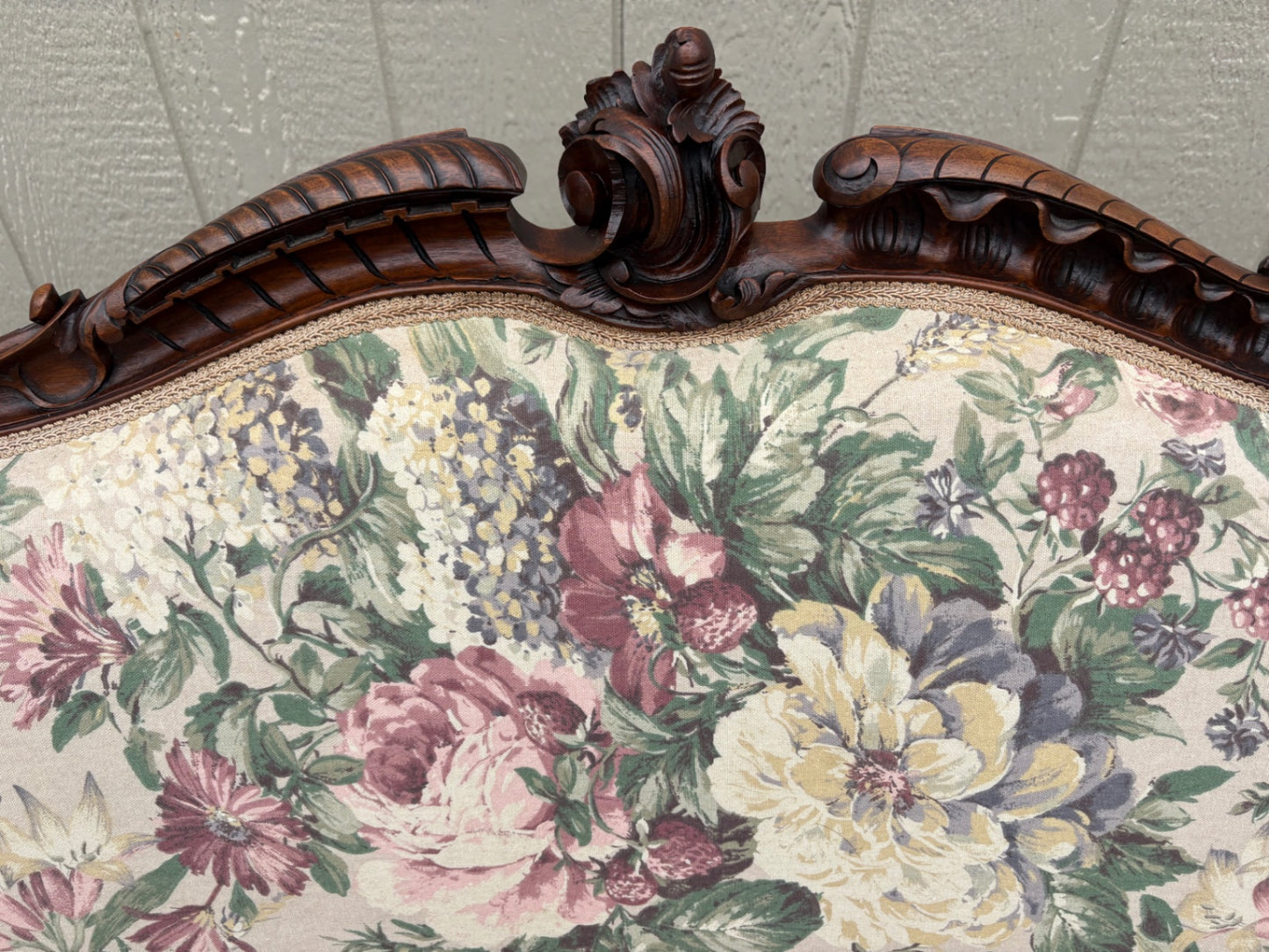 67710 Antique French Louis XV Style Loveseat with Floral Upholstery