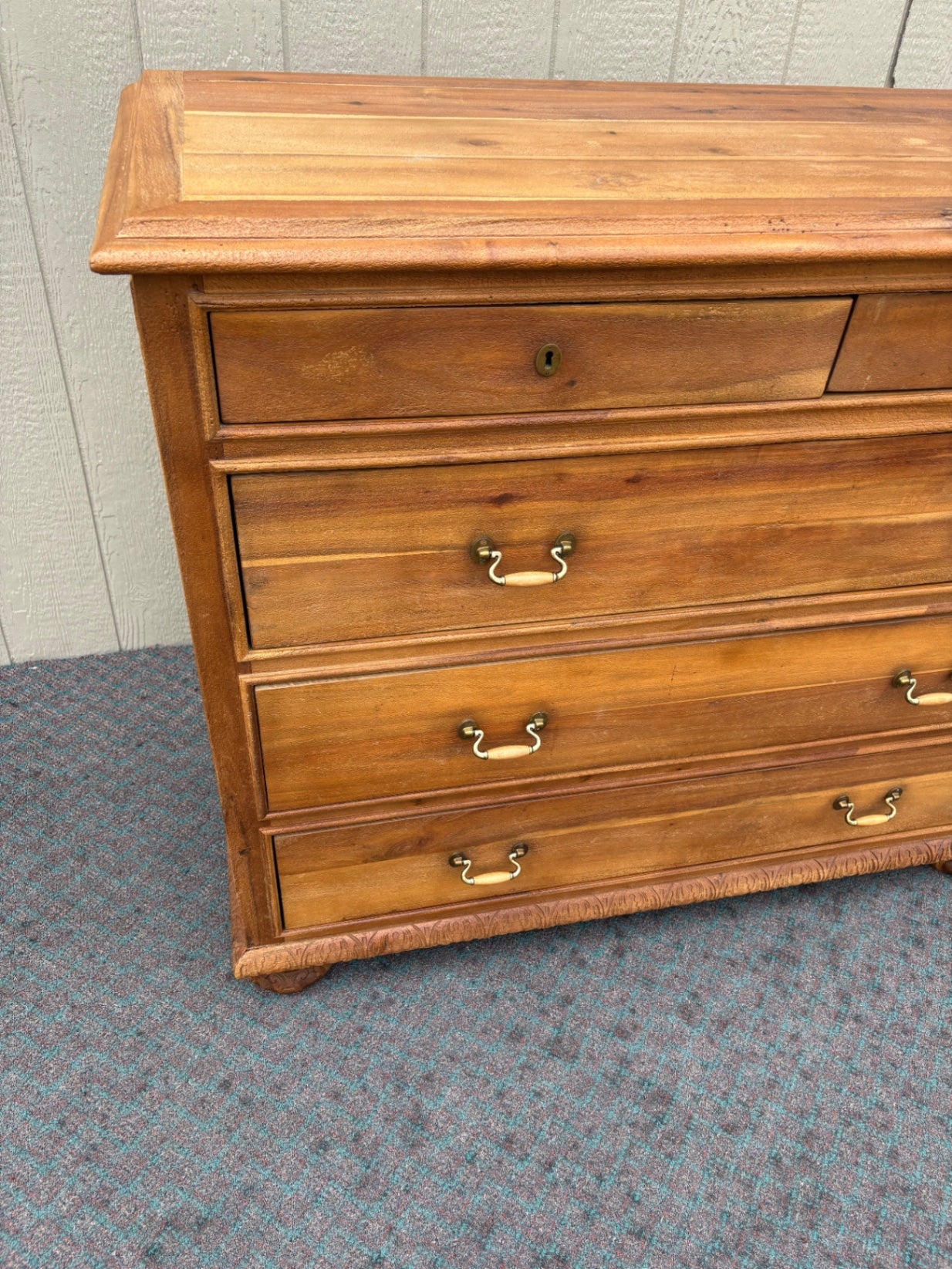 67923 Restoration Hardware Solid Wood High Chest with Brass Hardware