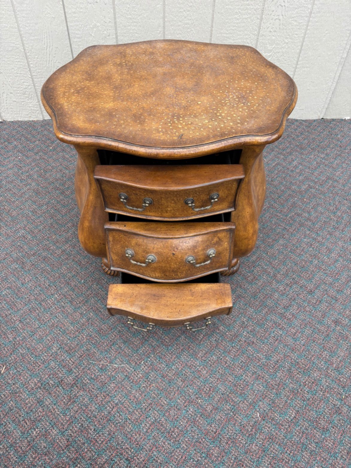 67583 Antique French Provincial Bombe Chest Nightstand