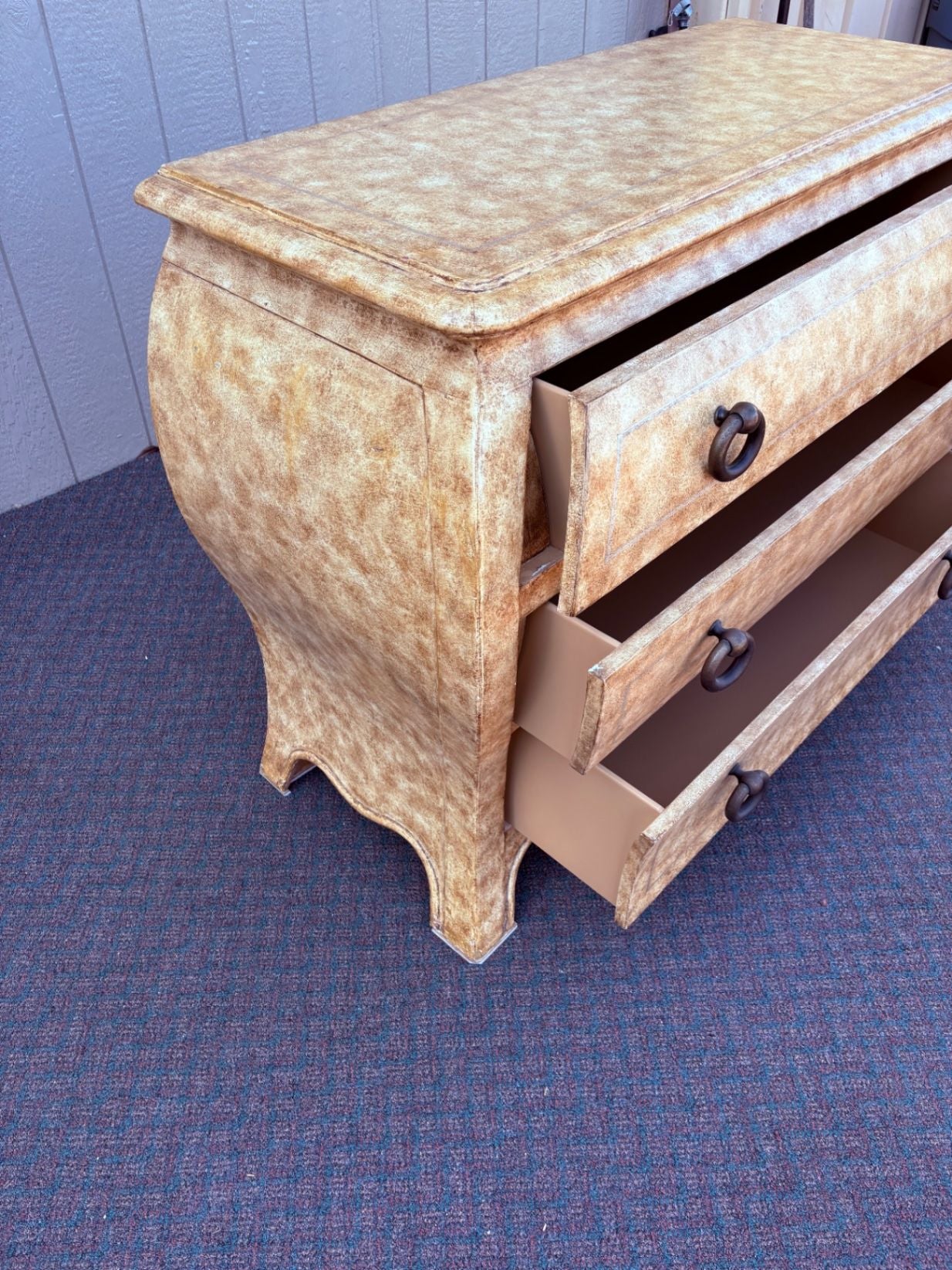 67403 Vintage Henredon Bombe Chest in Faux Marble Finish