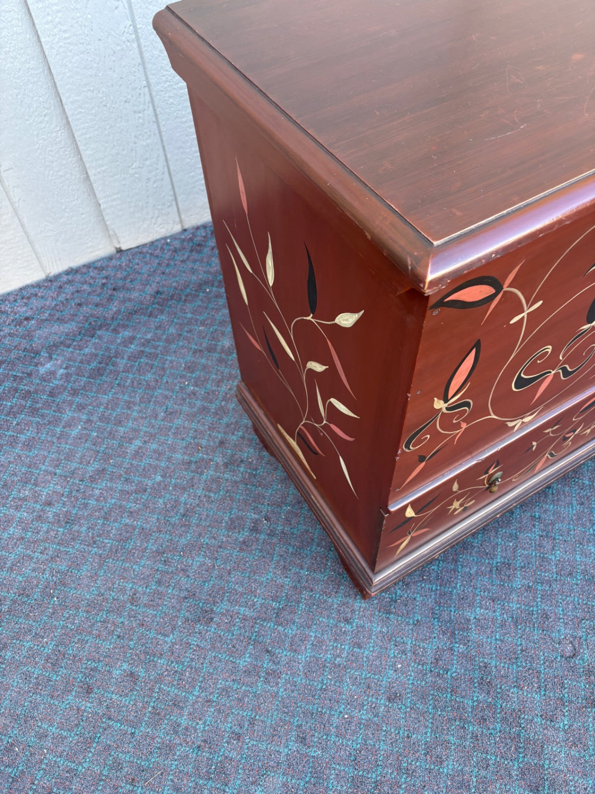 68232  Hand-Painted Mac Intosh Blanket Chest Trunk with Floral Motifs