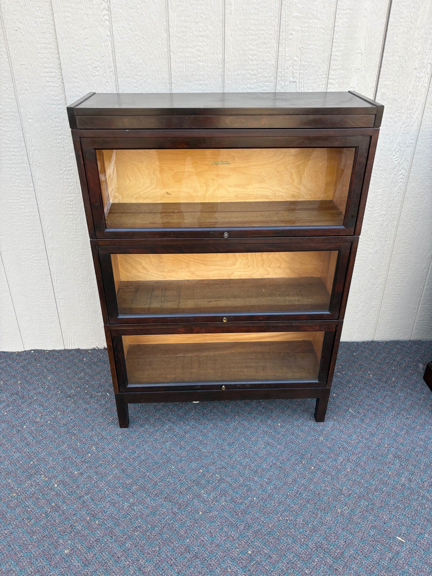 67598 Shaw Walker Three-Section Barrister Bookcase with Glass Doors