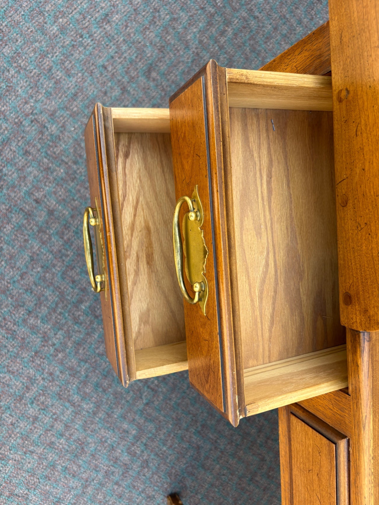 67832 Vintage Solid Cherry  Writing Desk with Drawers on sides and Brass Hardware