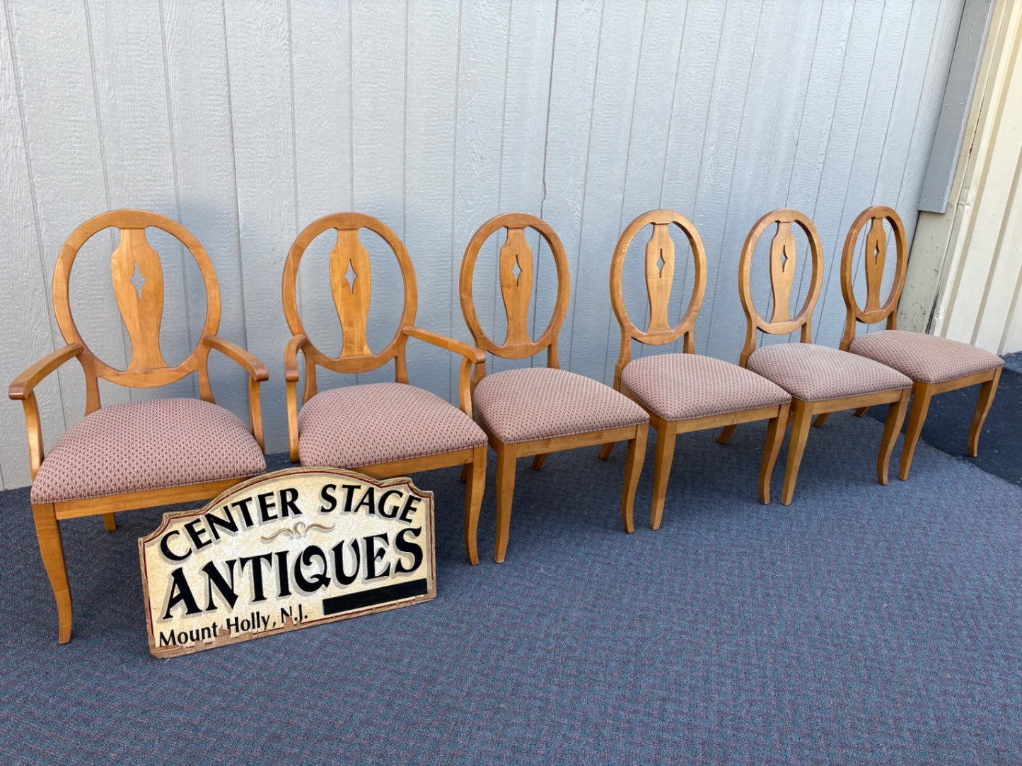 67749 Set of 6 Ethan Allen Country Colors Dining Chairs with Oval Back Design