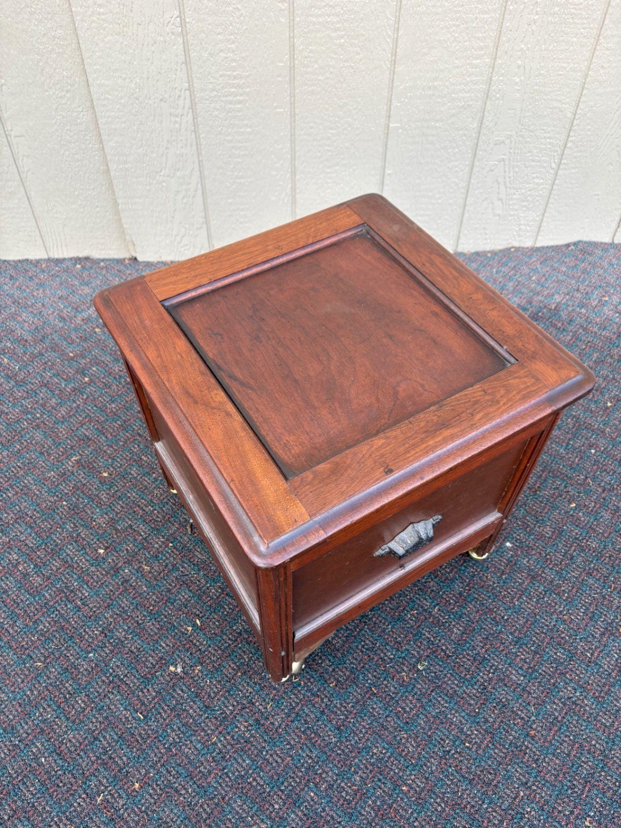 67726 Victorian Walnut Potty Chair with Porcelain Insert and Casters