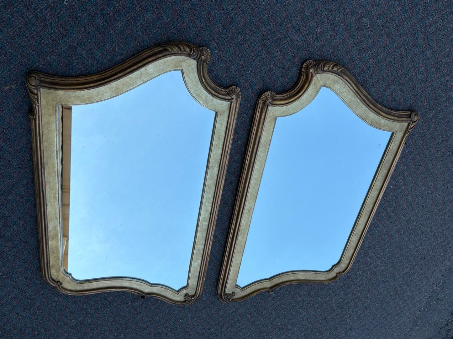 66850 Pair of Vintage Gold Gilt Wall Mirrors with Ornate Frames