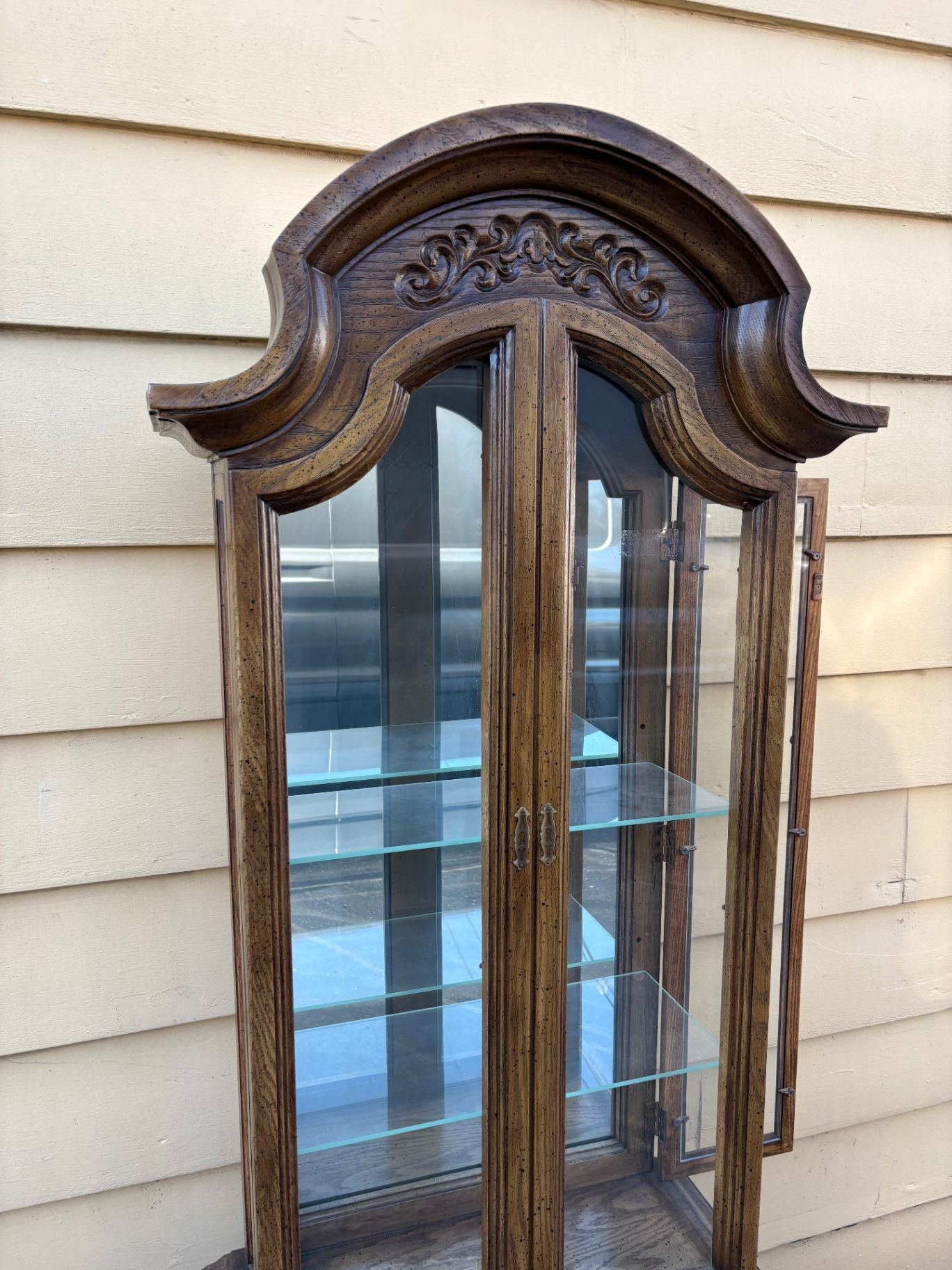 67728  Butler Traditional Oak Curio Cabinet with Glass Shelves