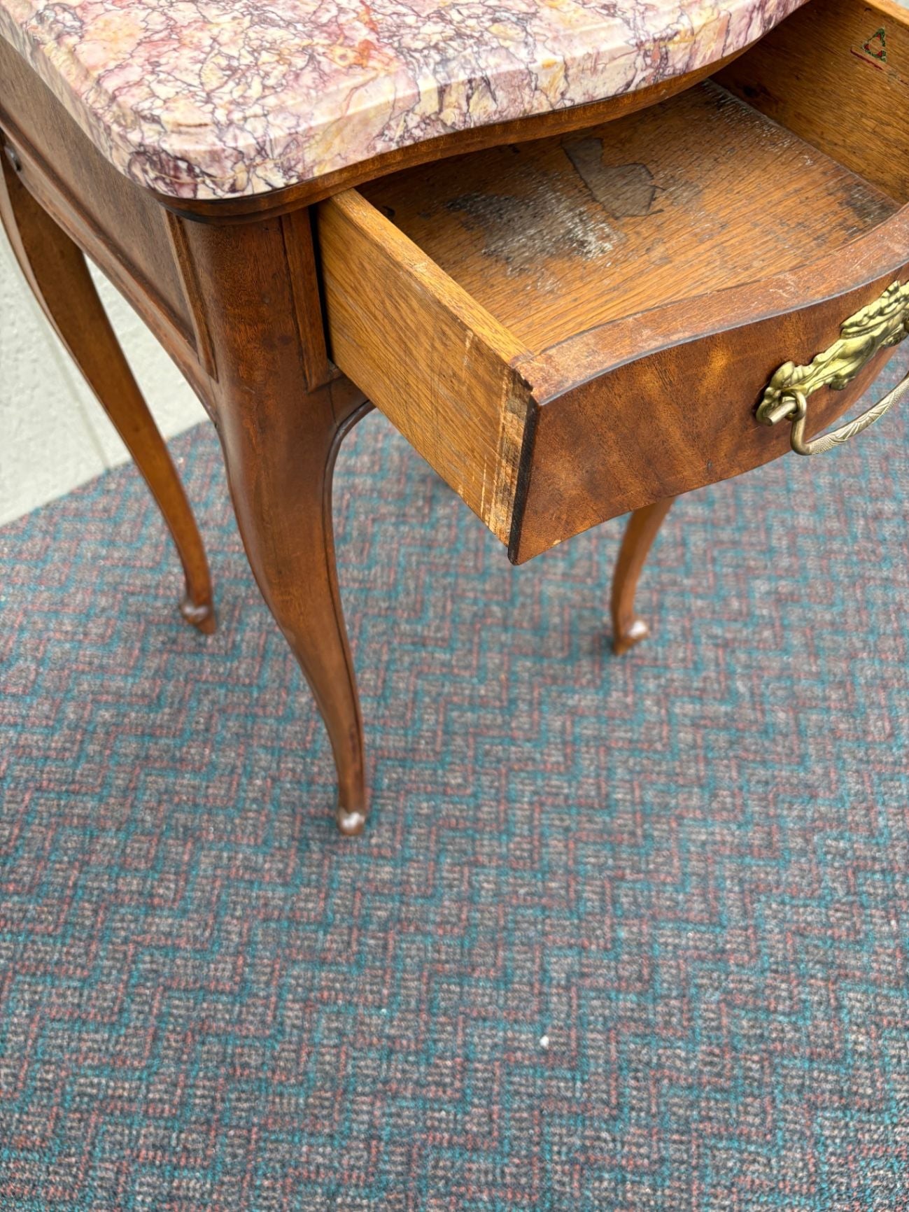 67433  Louis XV Style Marble Top Stand with Cabriole Legs