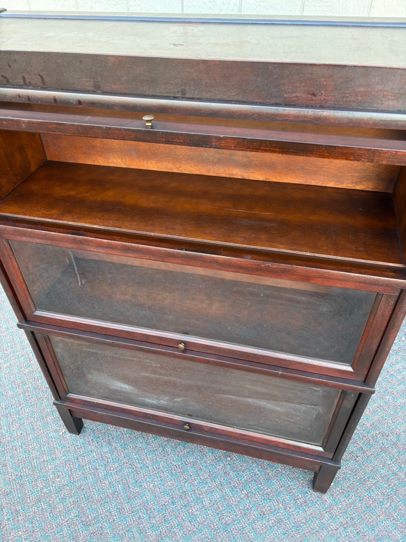 67597 Vintage Mahogany Barrister Bookcase with Glass Fronts