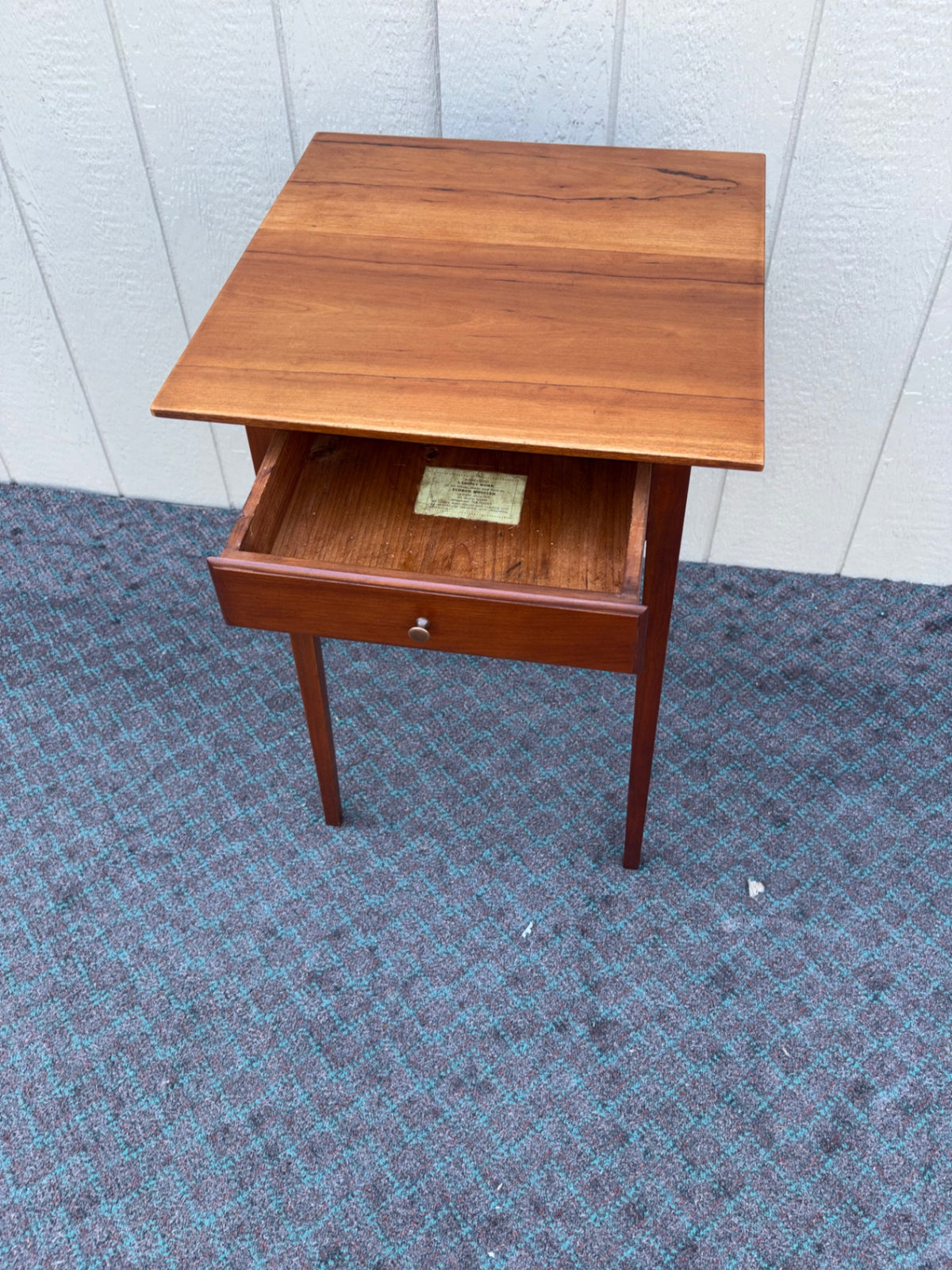 68125  Eldred Wheeler Shaker Style Cherry Side Table with Drawer