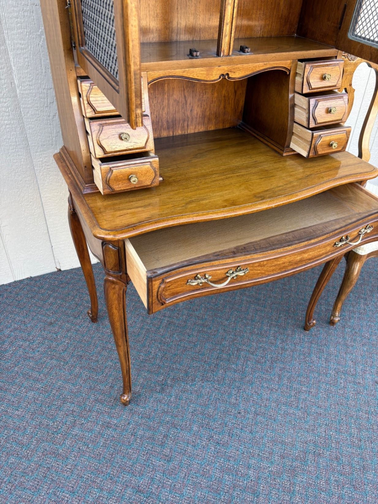 67607 Thomasville French Provincial Secretary Desk with Chair, Oak Finish
