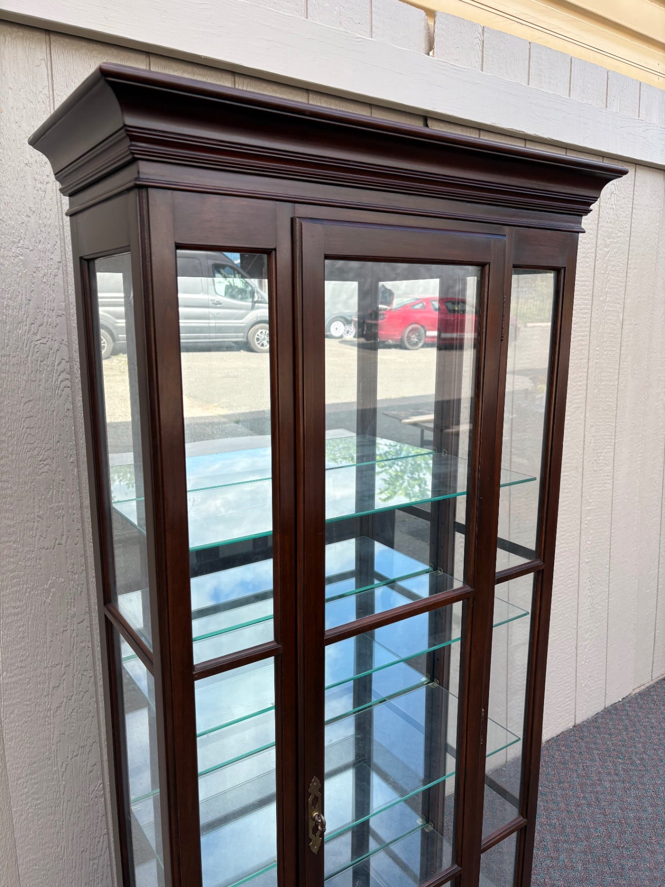 67827 Ethan Allen Lighted Curio Cabinet with Glass Shelves