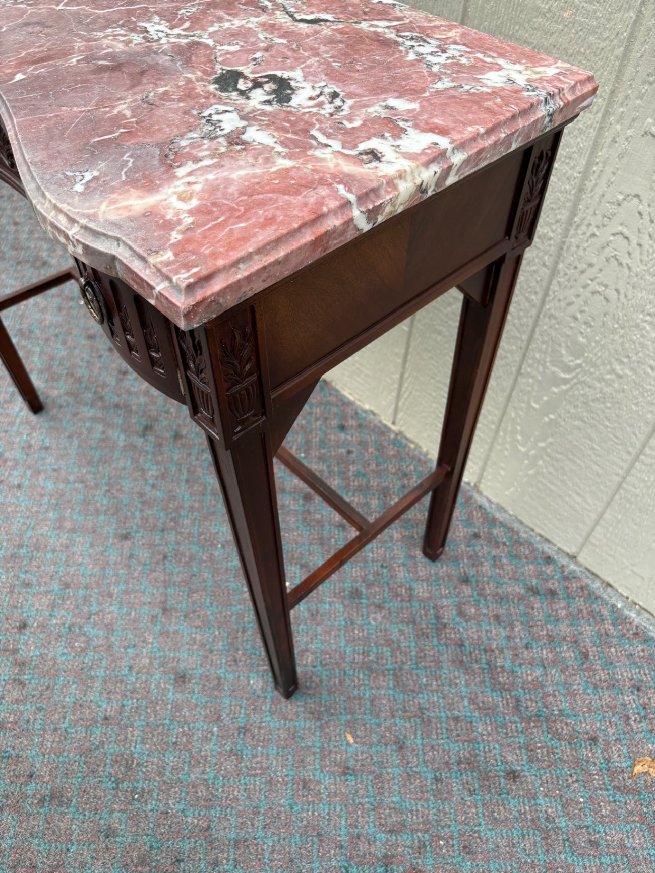 Antique Console Table with Marble Top and Carved Details