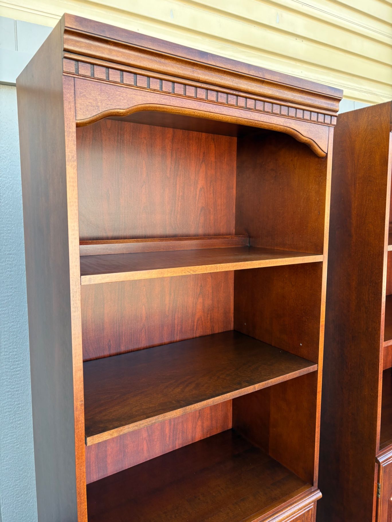 67482  Pair of Hooker Traditional Bookcase Cabinets in Rich Cherry Finish