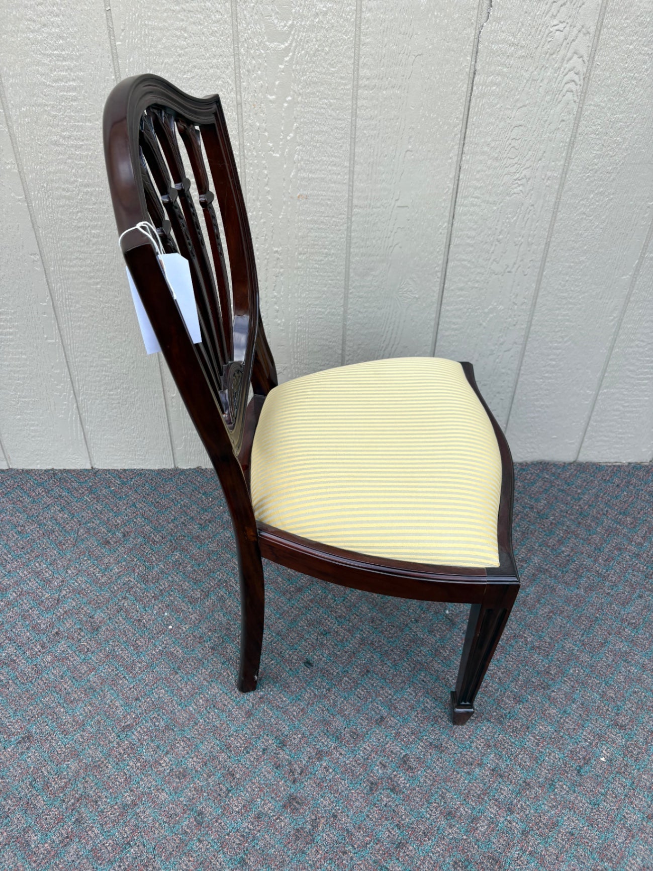 67640 Mahogany Shield Back Side Chair with Yellow Upholstery