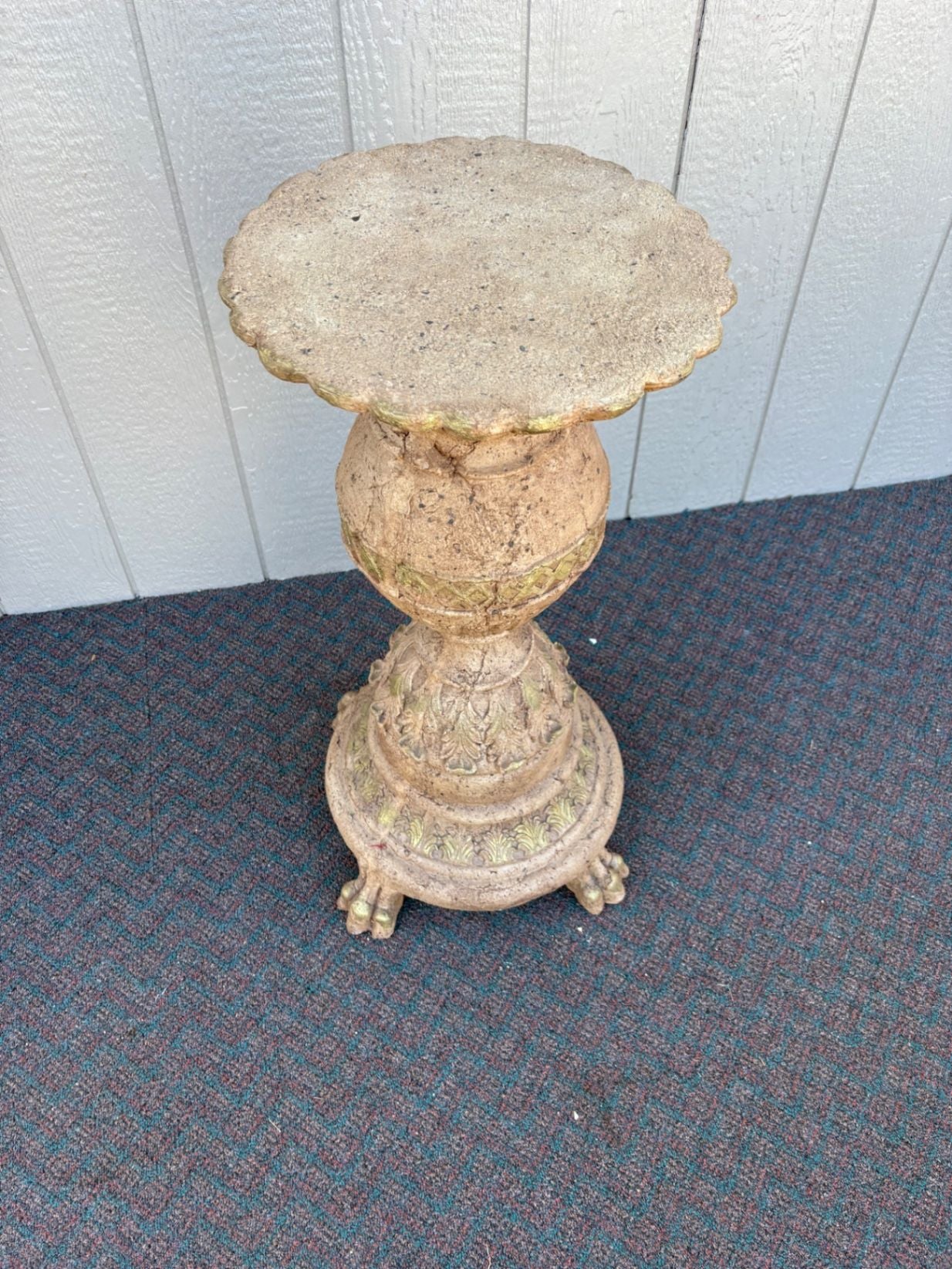 67421  Ornate Resin Pedestal with Claw Feet and Acanthus Details