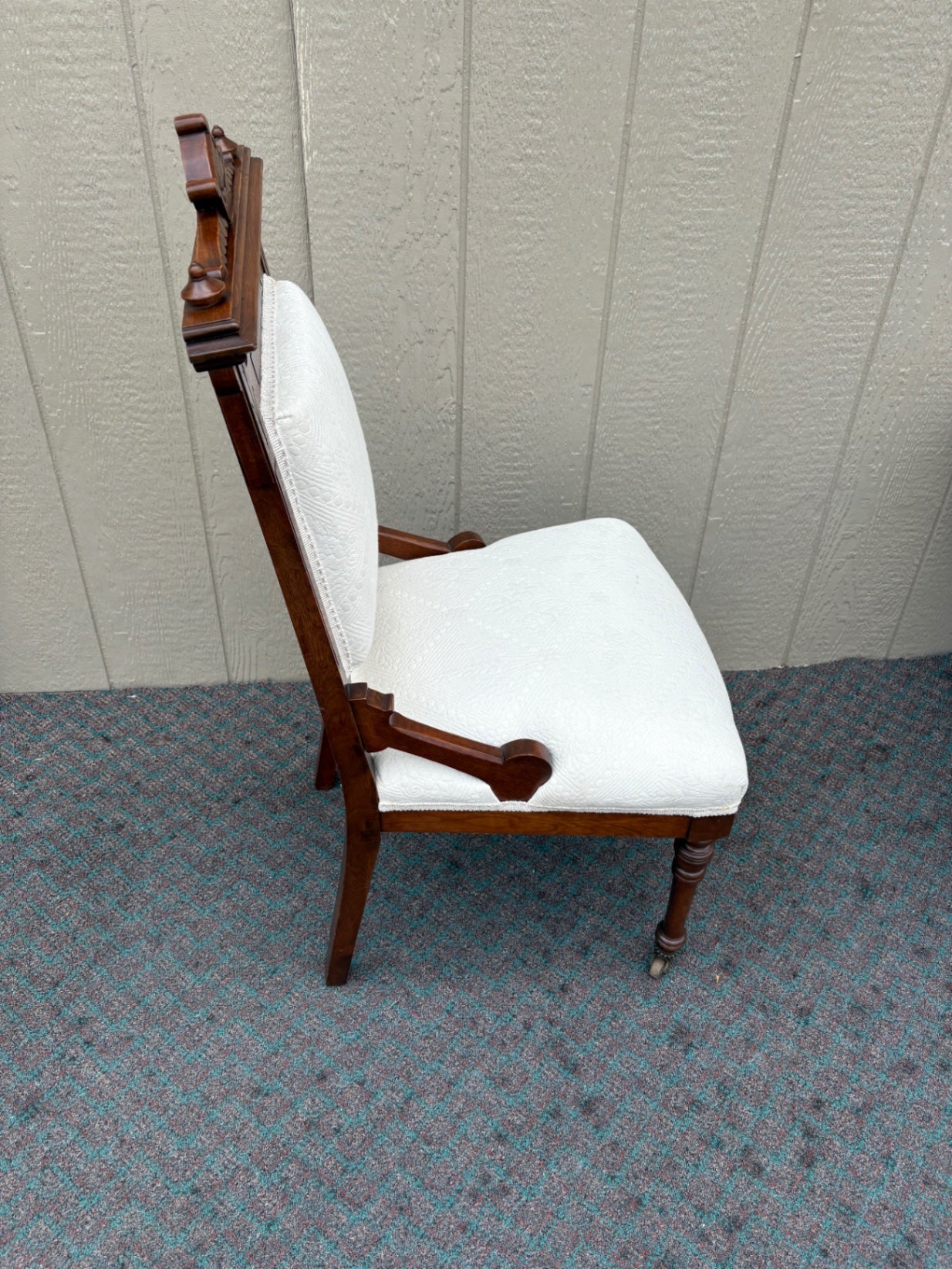 Pair of Victorian Eastlake Side Chairs with Carved Walnut Frames