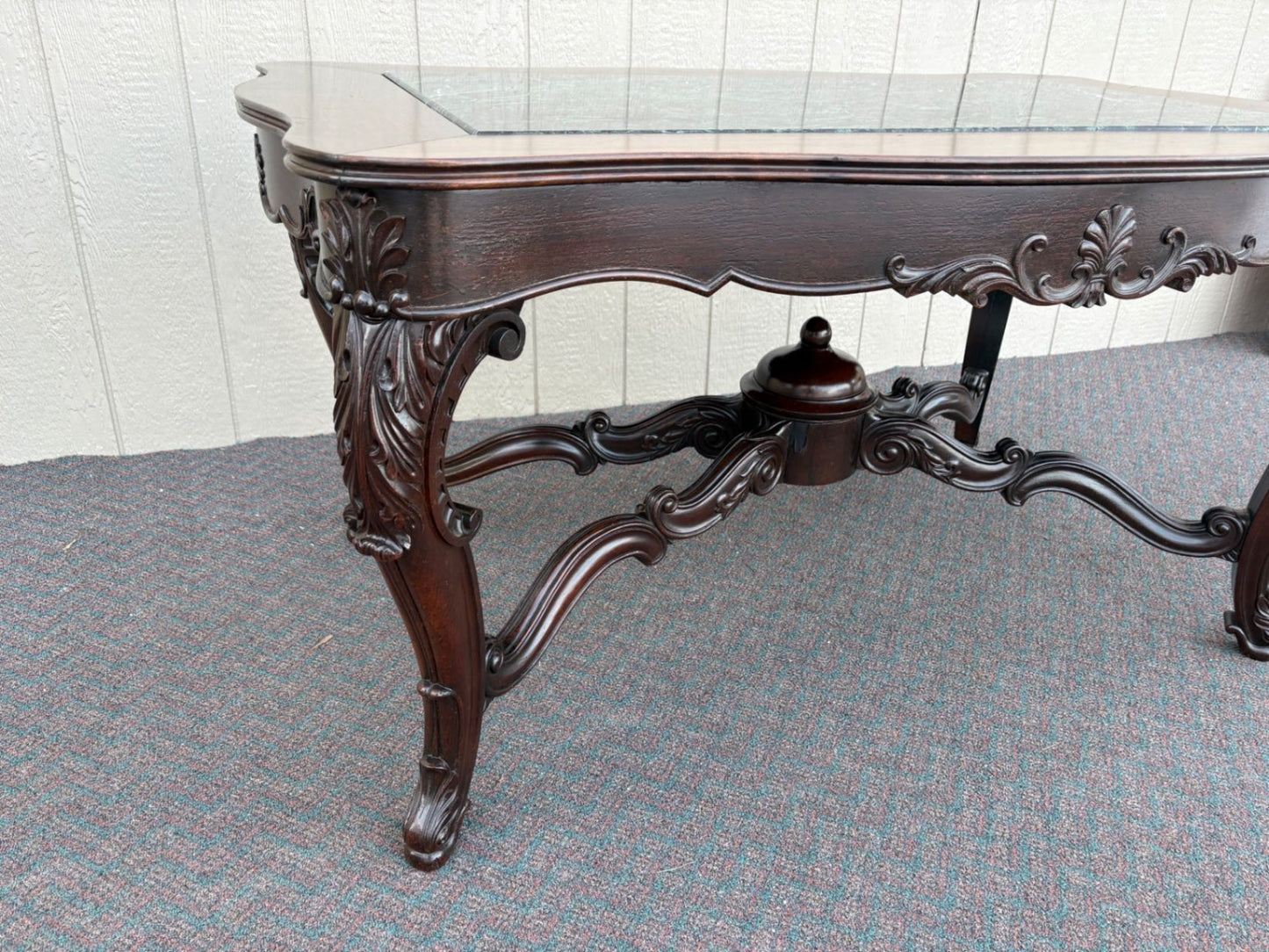 67418 Antique Victorian Mahogany and Marble Top Console  Table Desk