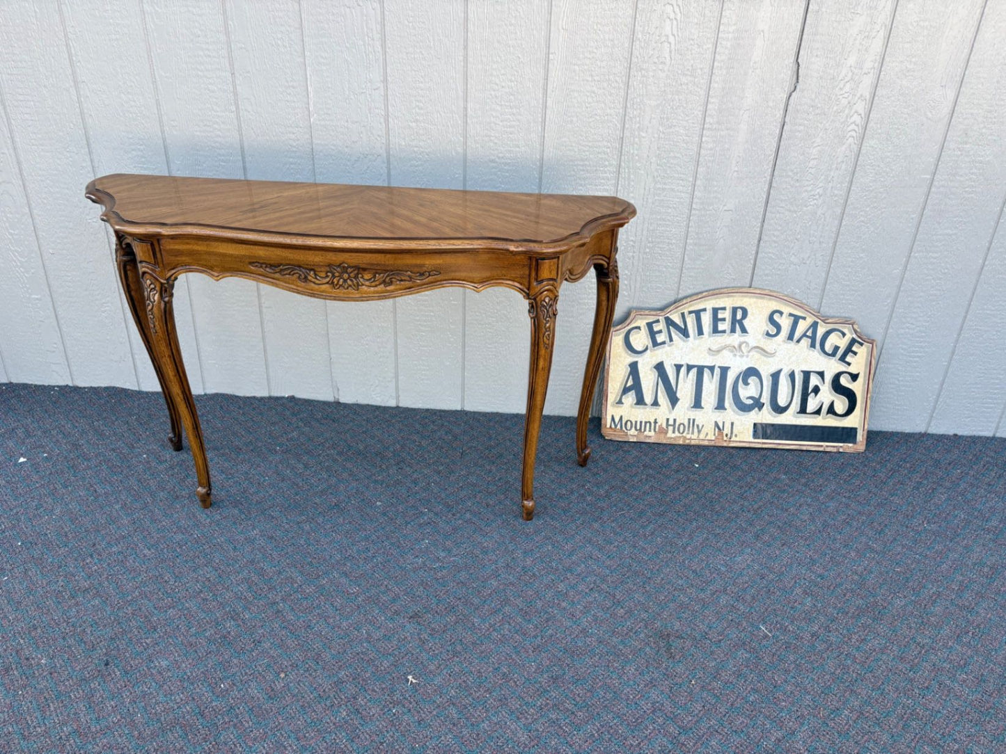 67427  Elegant French Country Console Table with Cabriole Legs