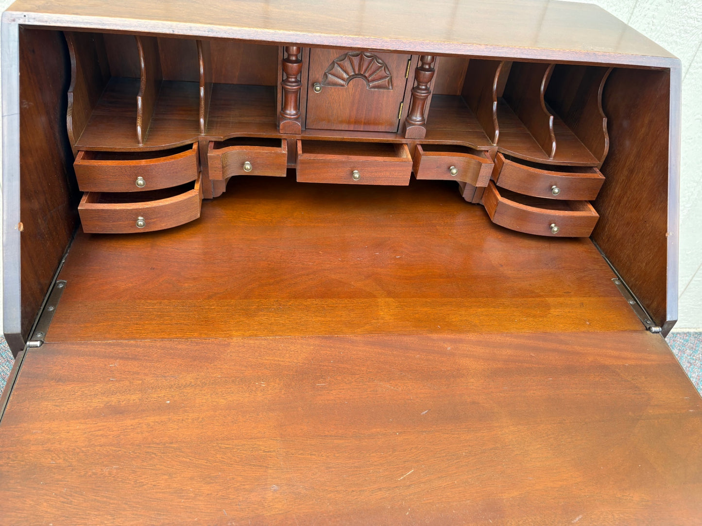 66895 Vintage Mahogany Block Front Desk by Hathaways with Claw Feet