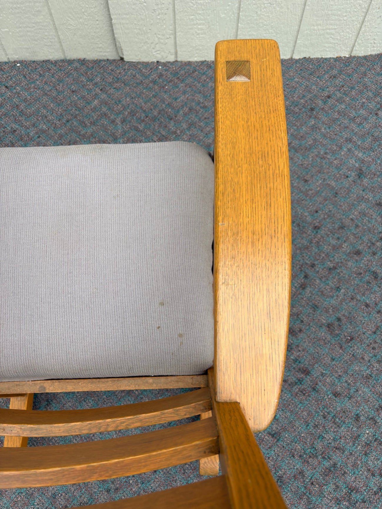 Mission Style Oak Rocking Chair with Upholstered Seat
