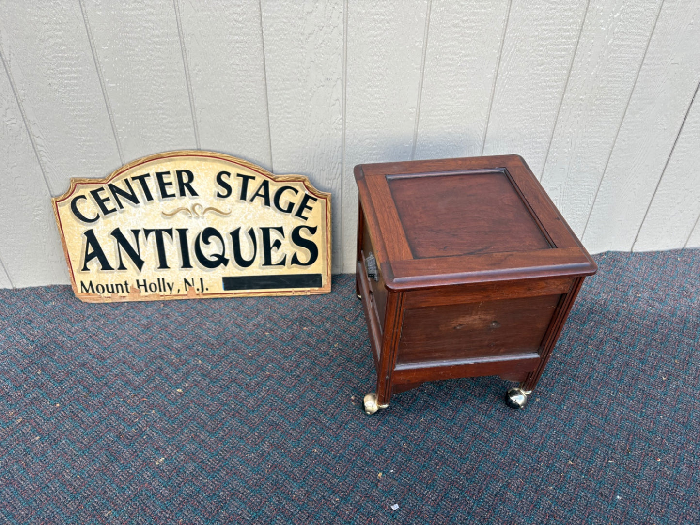 67726 Victorian Walnut Potty Chair with Porcelain Insert and Casters