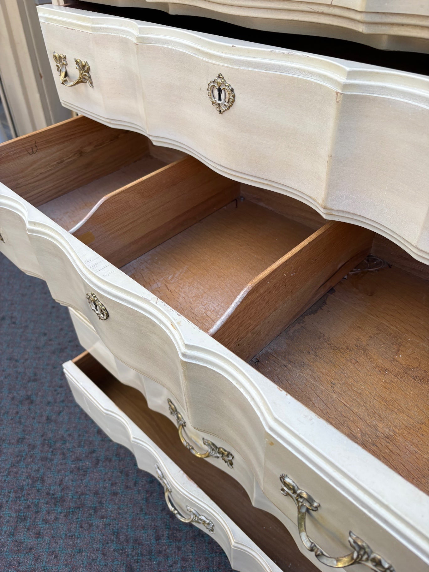 67948 Elegant French Provincial Tall Chest of Drawers in Cream Finish