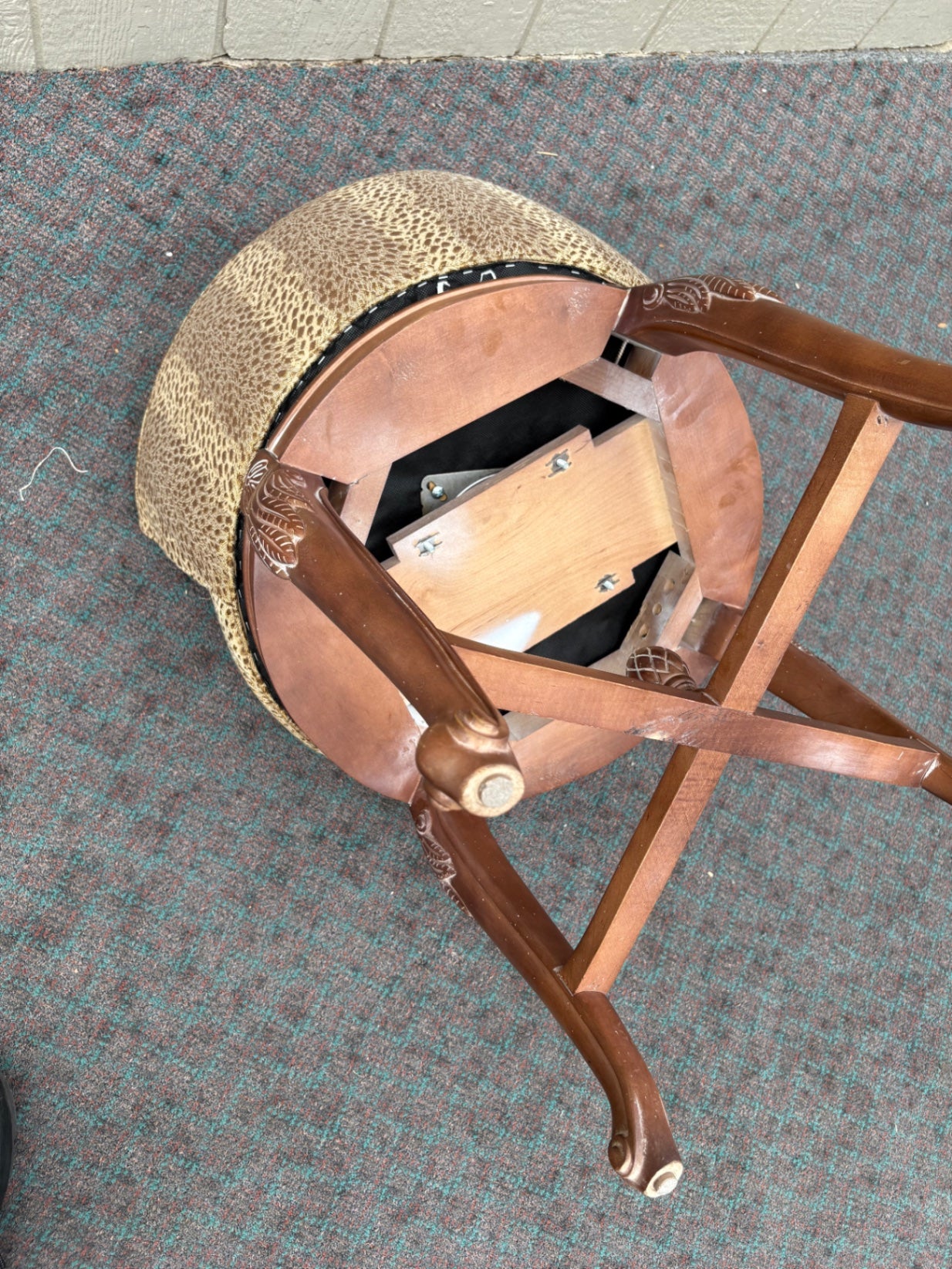 Vintage Swivel Vanity Chair with Leopard Print Upholstery
