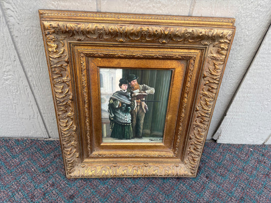 68042 Victorian Style Framed Oil Painting with Ornate Gilt Frame