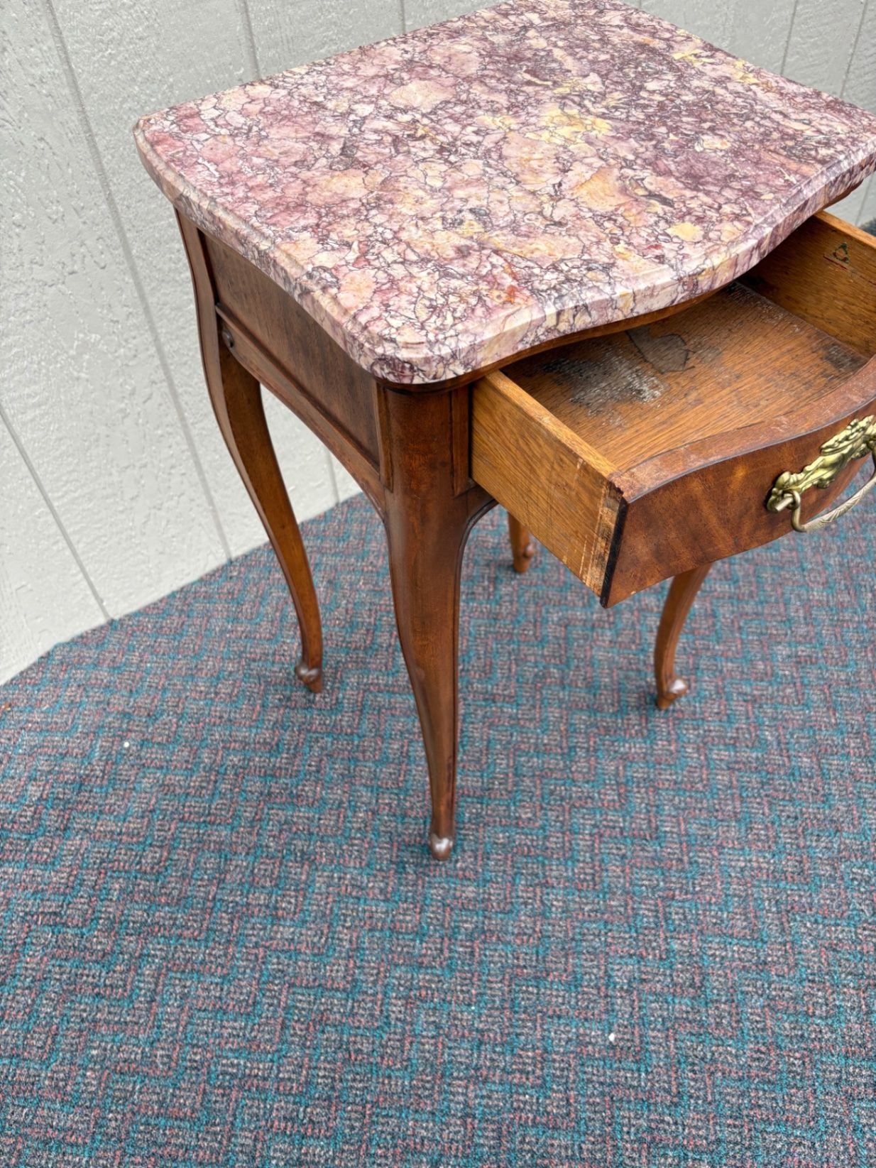 67433  Louis XV Style Marble Top Stand with Cabriole Legs