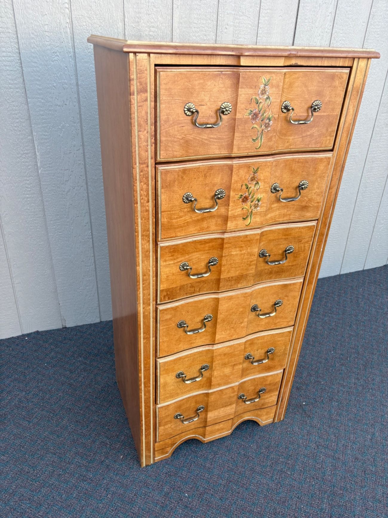 67431 Vintage Stanley Floral Lingerie Chest with Brass Handles