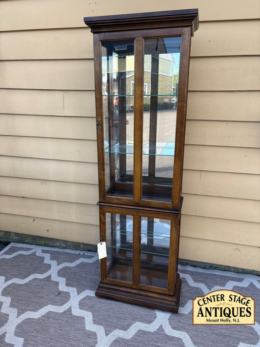 68204  Elegant Traditional Glass Curio Cabinet with Wood Frame