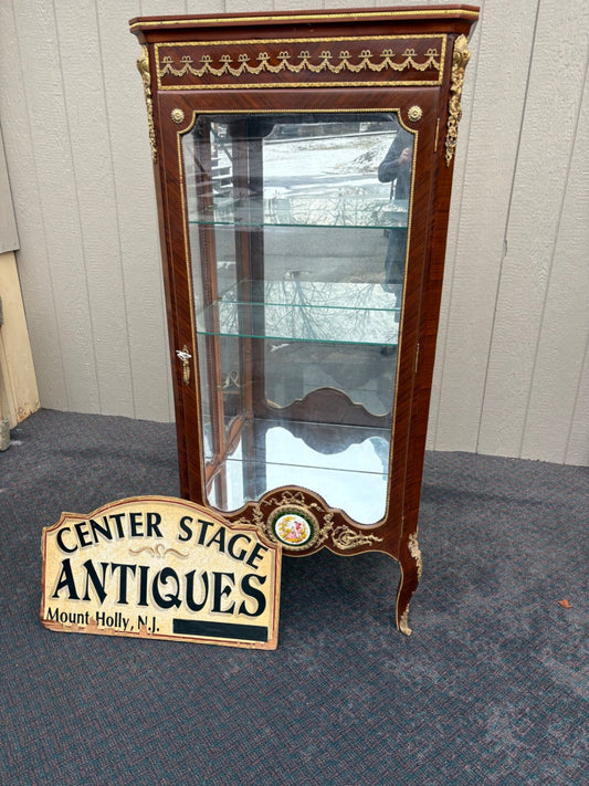 67322  Louis XV Style Curio Display Cabinet with Gilt Ormolu Accents