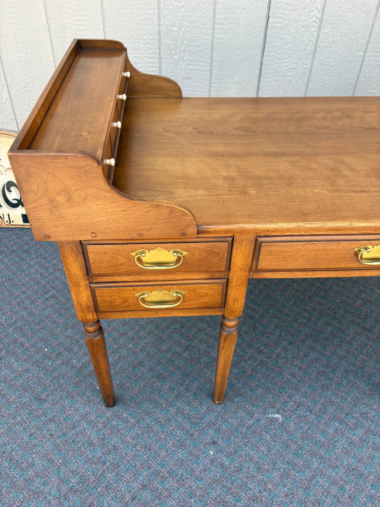 67832 Vintage Solid Cherry  Writing Desk with Drawers on sides and Brass Hardware