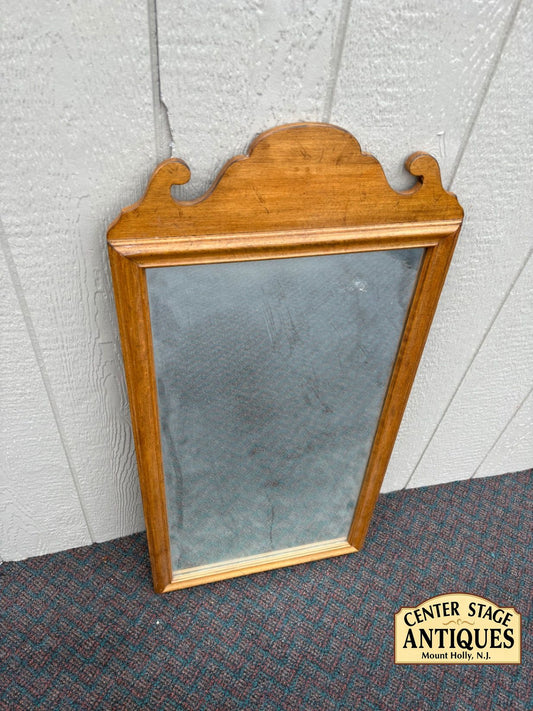 67545 Ethan Allen Maple Wall Mirror with Scrolled Top Design