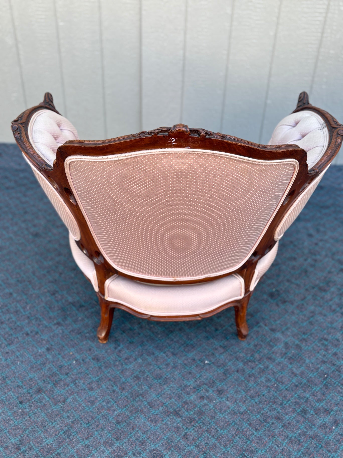 67964 Elegant French Louis XV Style Armchair with Pink Upholstery
