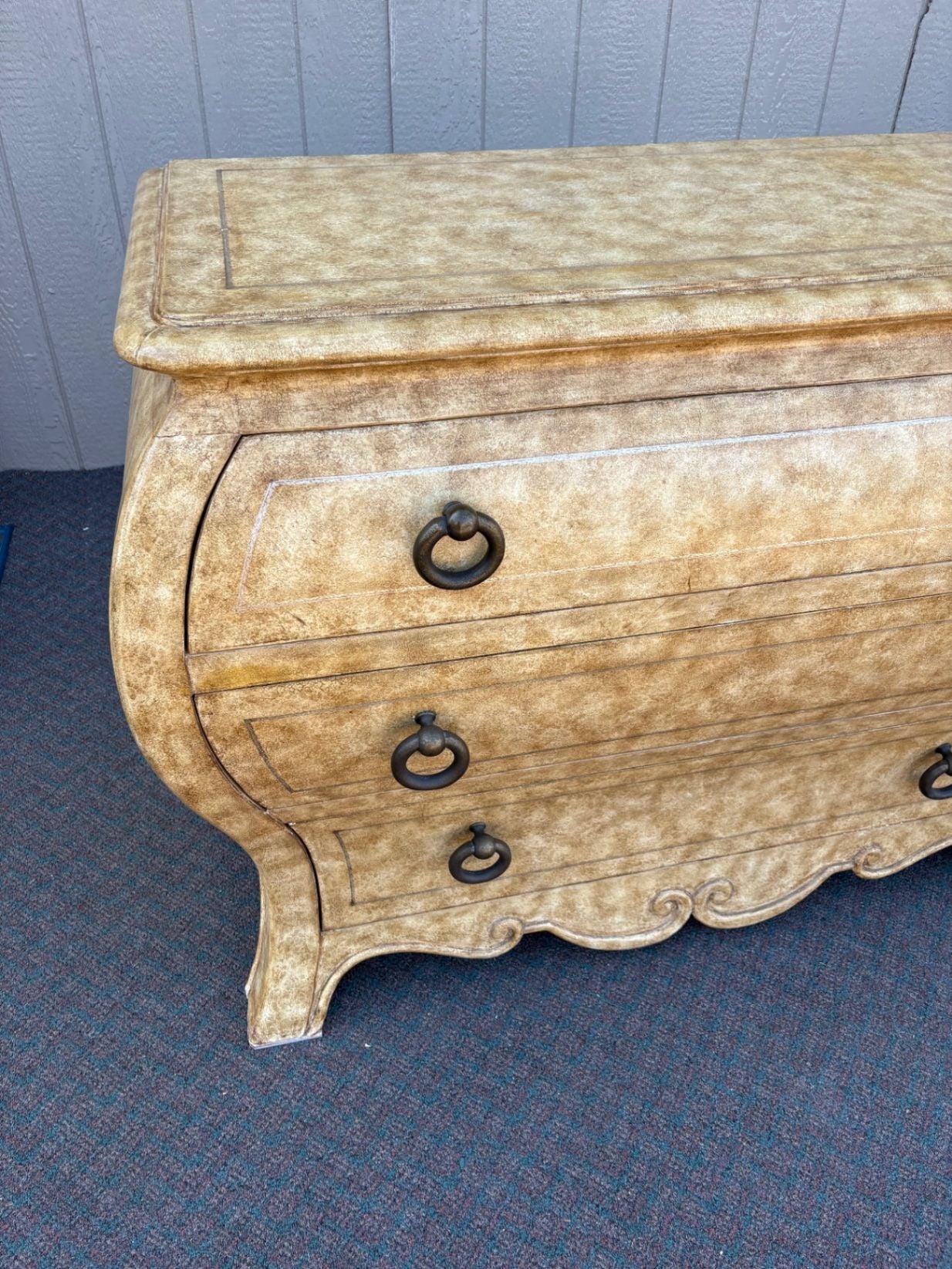 67404 Henredon Bombe Chest of Drawers, Faux Finish, Vintage Elegance