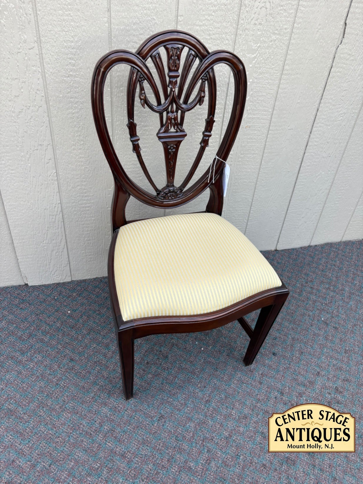 67639 Elegant Shield Back Dining Chair with Carved Mahogany Frame